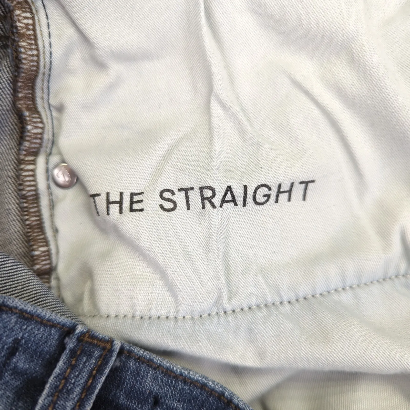 7 For All Mankind The Straight Leg Jeans Womens 32 Blue Denim‎ Cuffed Ankle - Image 4