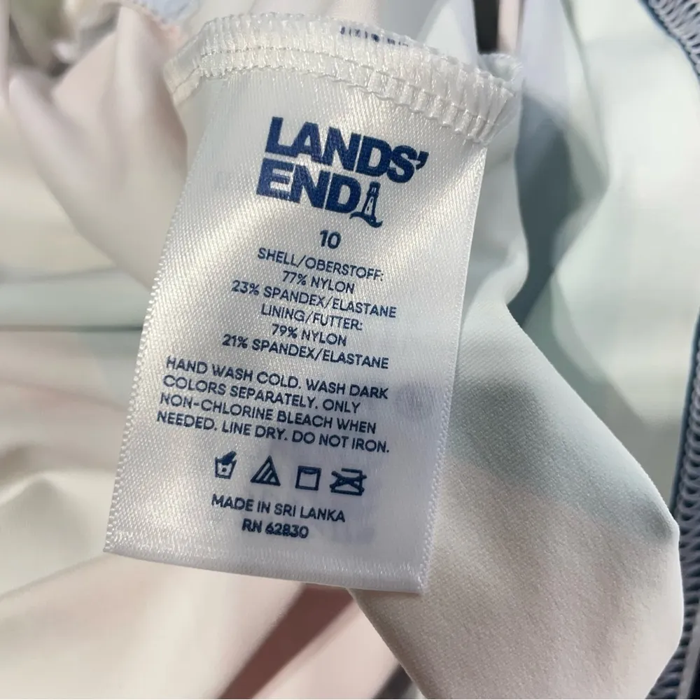 LANDS' END Blue and Yellow Size 10 Chlorine Resistant High Neck Tankini Swim Top - Image 8