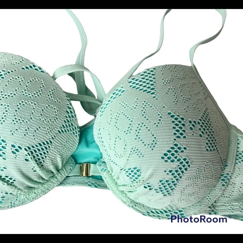 ✨ Aerie padded push-up pineapple crochet lace swimsuit bikini top ✨ - Image 3