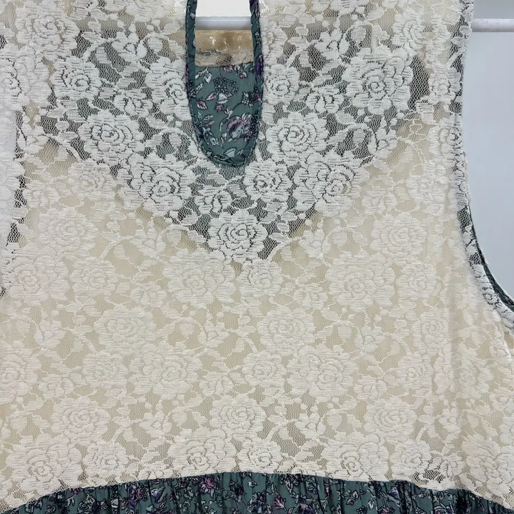 Umgee M Flowy lace sleeveless dress floral flirty girly sheer back vacation - Image 7