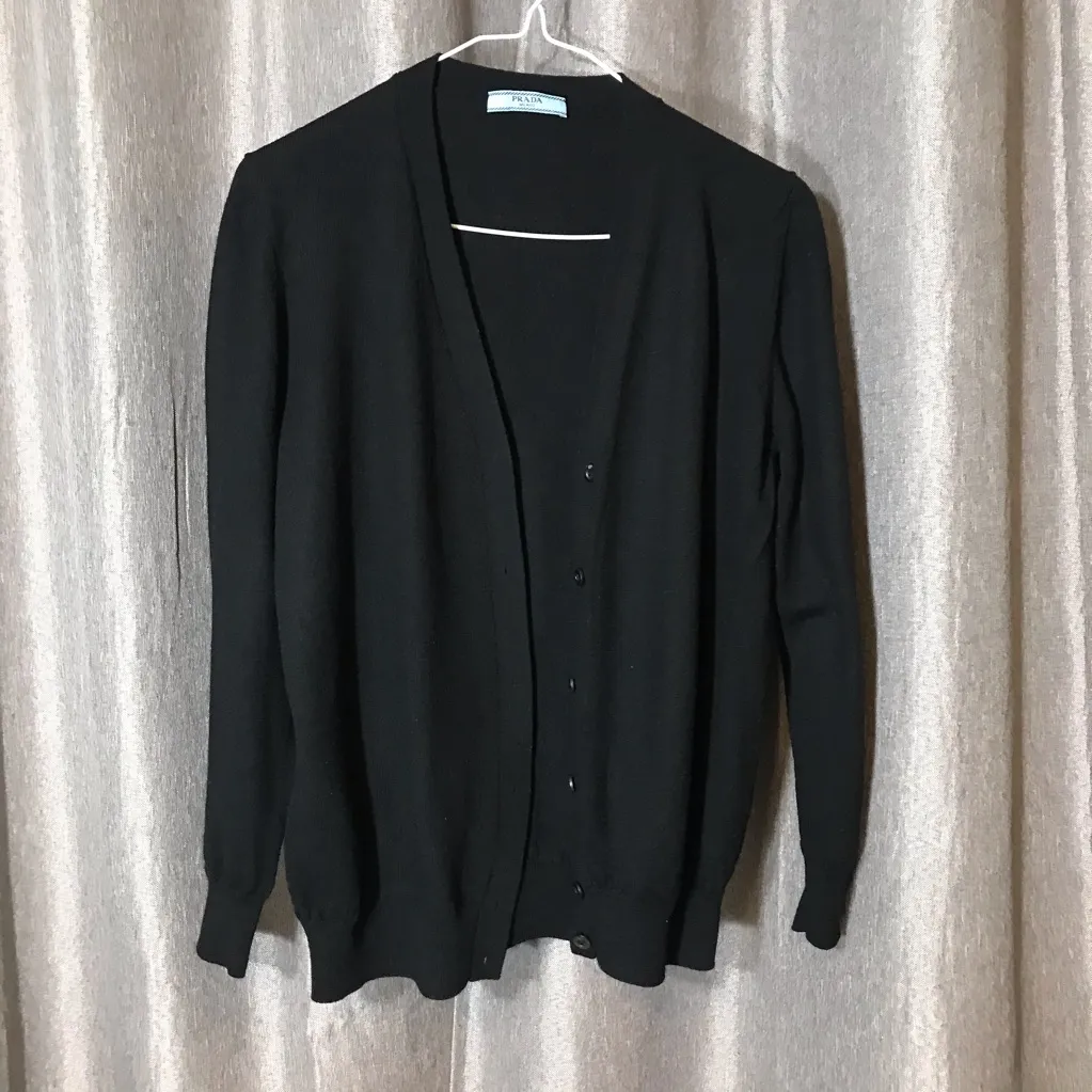Prada Authentic Women's Black Nero Long Sleeve Oversize Cardigan Medium - Image 13