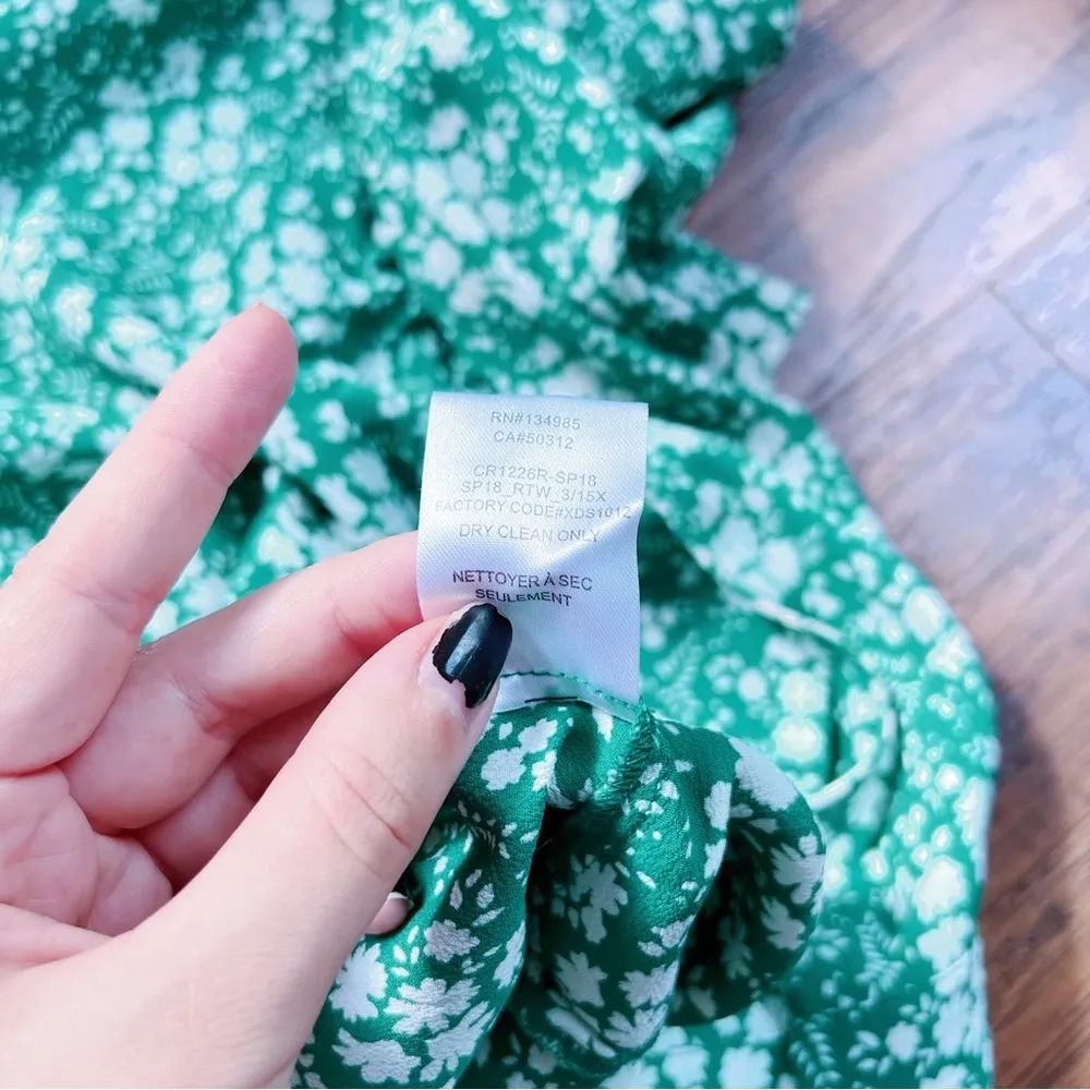 For Love & Lemons • Zamira Floral Romper kelly green white rayon ruffled wrap - Image 10