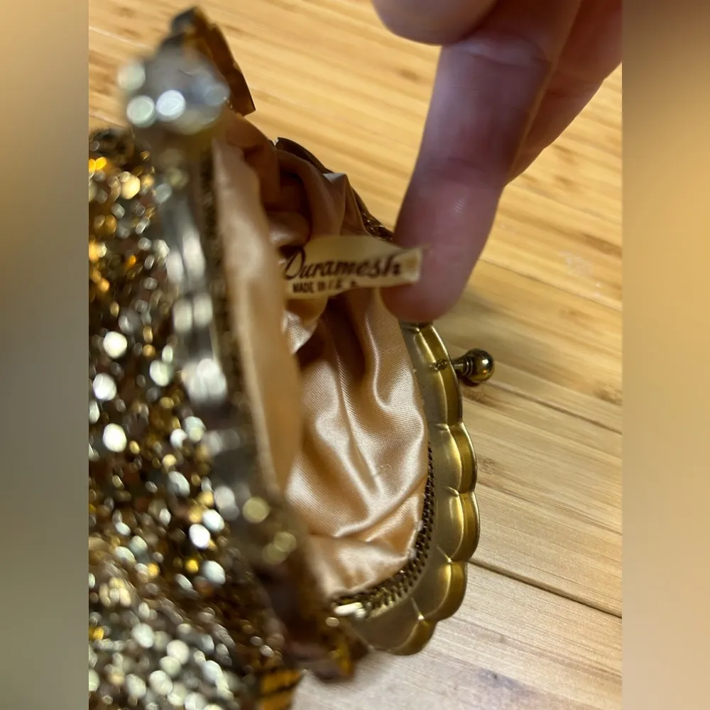 Vintage Duramesh Gold Scallop Evening Bag Snap Purse - Image 9