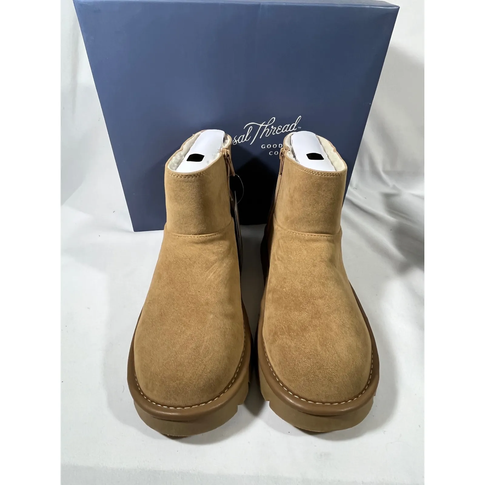 Universal Thread Women Memory Foam Zip Ankle Boots Tan Winter Comfy Size 8 - Image 4