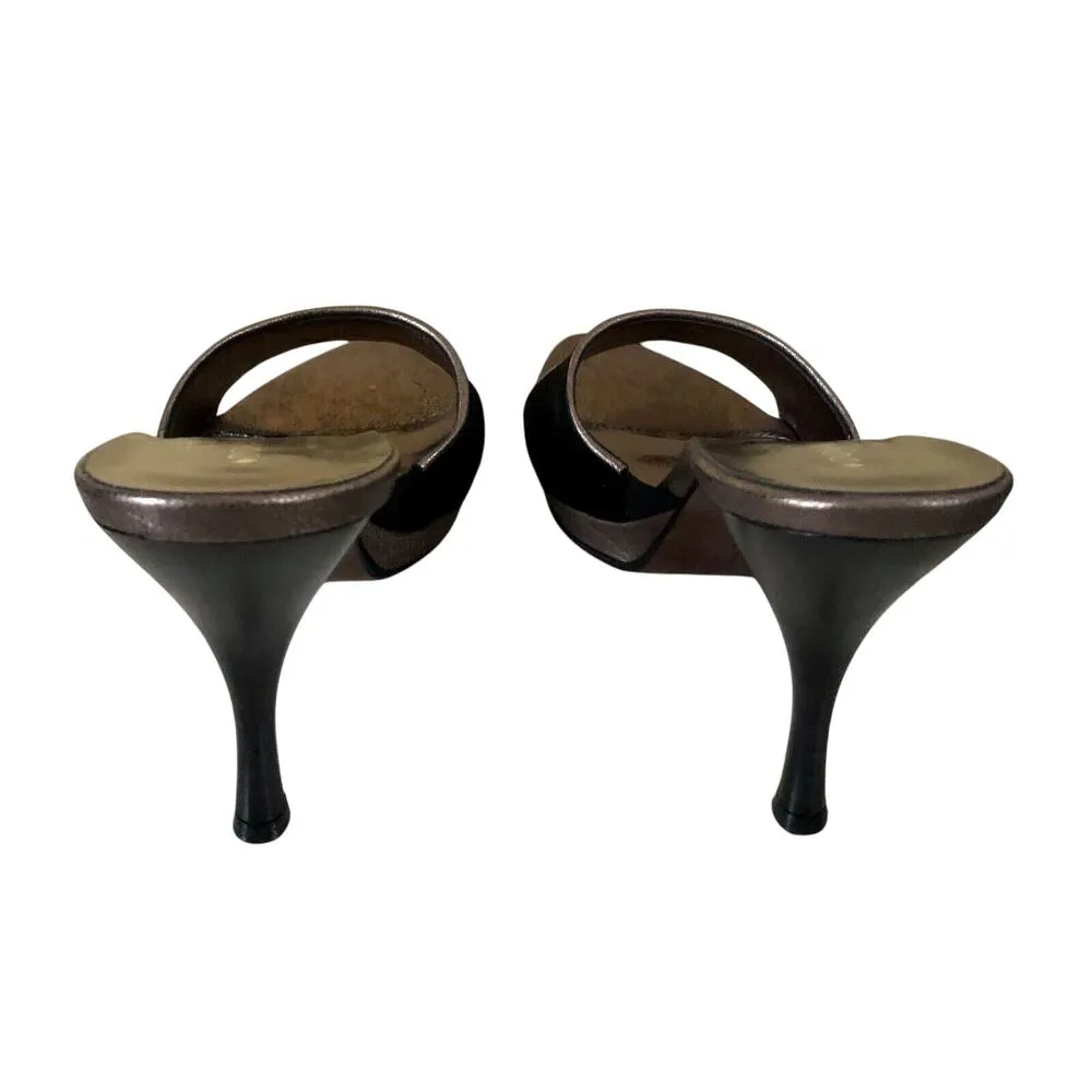 Donald Pliner Couture Metallic Black Suede Pewter Leather New Slide $275 NIB - Image 8