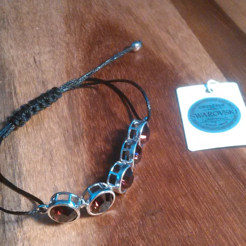 Swarovski Burgundy Crystal Brass Bracelet - Image 3