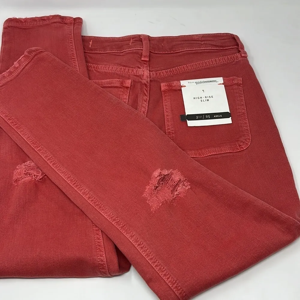 ANTHROPOLOGIE red Straight Jeans 25 - Image 8