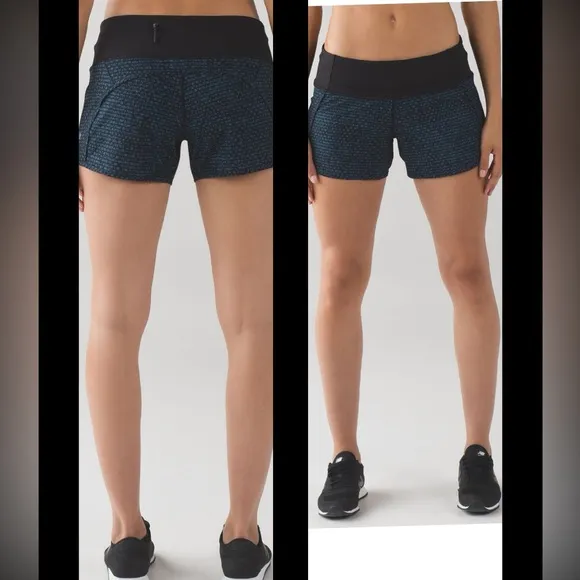 Lululemon  Run Times Short 
Weave Desert Teal Alberta Lake / Black  size 4 - Image 2