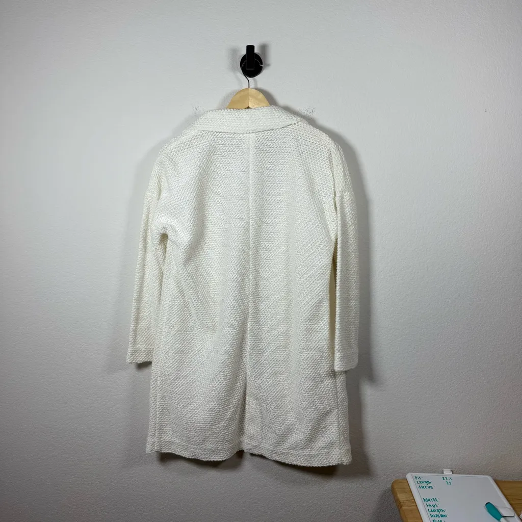 Marine Layer Women’s Birdseye Boucle Knit Cardigan Blazer in Ivory Size S - Image 8