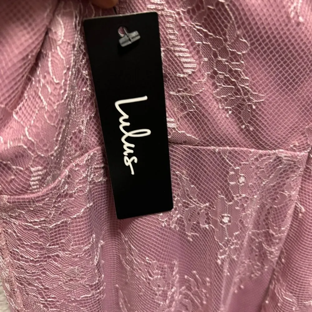 Lulus Womens Fueled By Love Mauve Purple Lace Skater Dress Size Medium - Image 7
