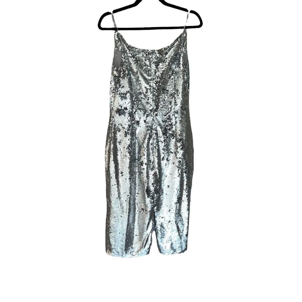 Keepsake the Label No Signs Silver Sequin Midi Dress Size M Size M - Image 7