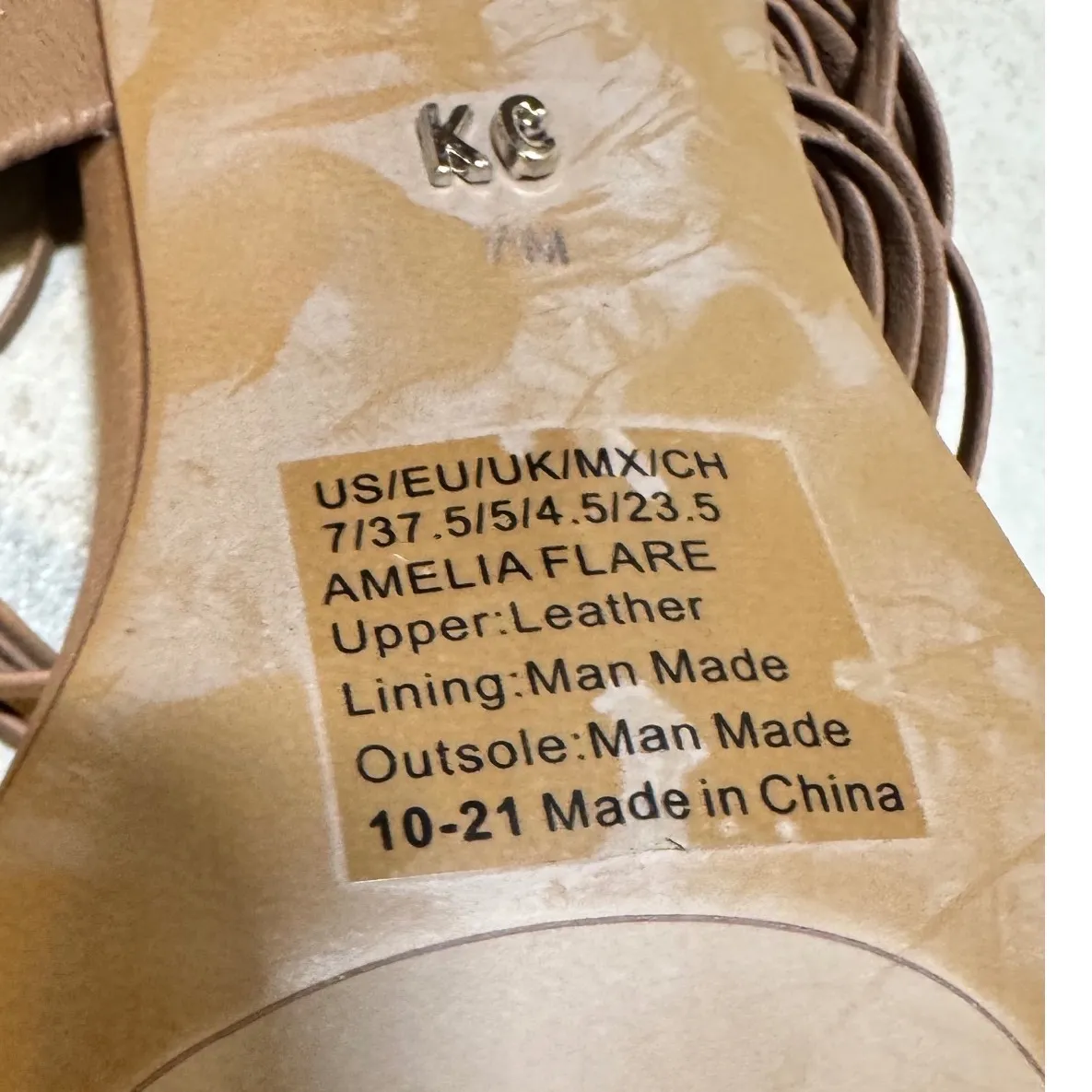 Kenneth Cole Amelia Flare Heels – Nude Leather Strappy Block Heel – Size 7 - Image 5
