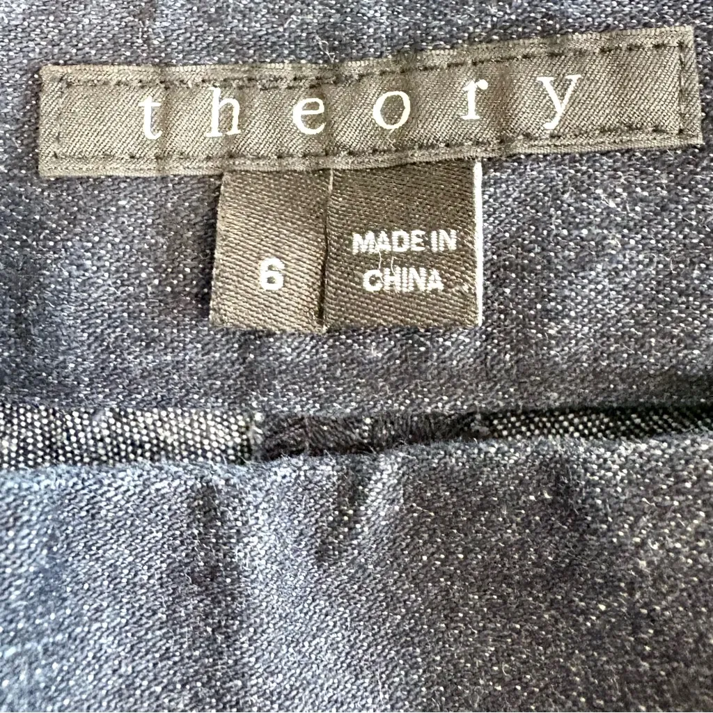 Theory Kick Zip Dark Indigo Denim Trousers Size 6 - Image 9