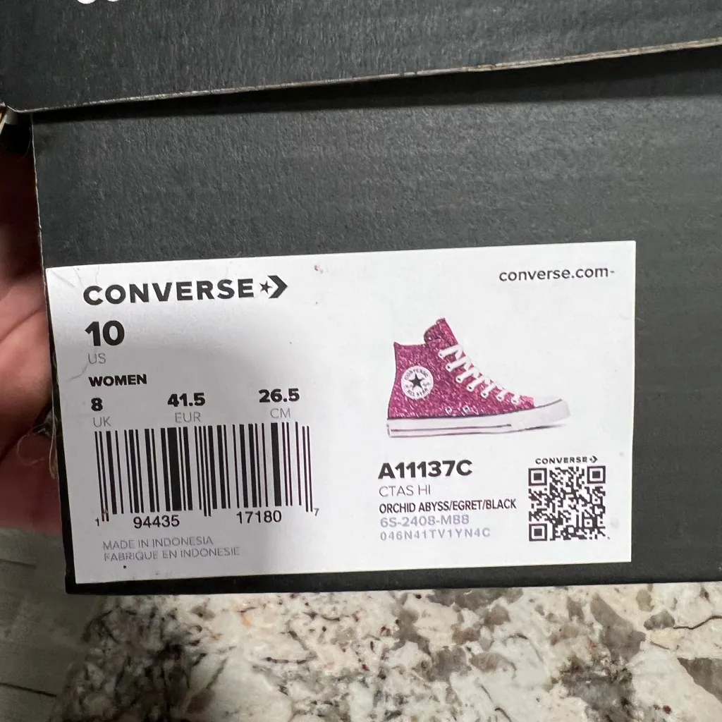 New Converse Chuck Taylor All Star Size 9.5 PINK Sparkly High Top A11137C - Image 7