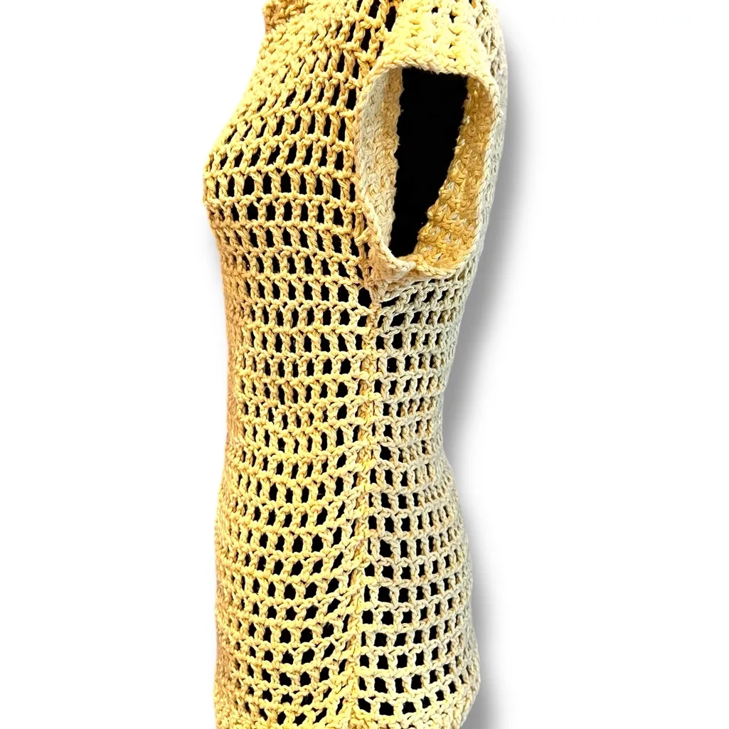 Handmade Vintage top size M Yellow Gold Handmade Boho Hippie Festival Crochet Size M - Image 4