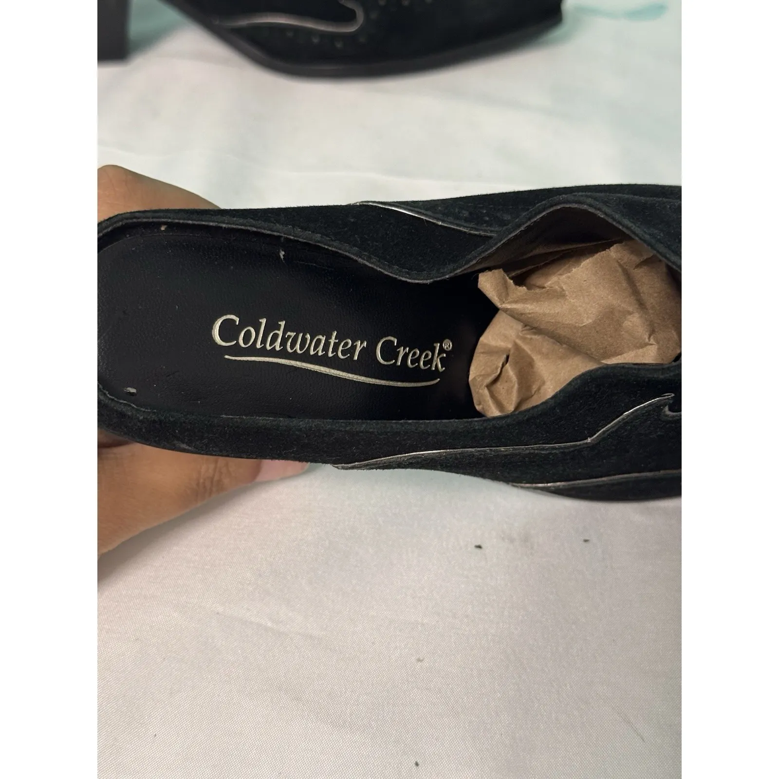 Coldwater Creek Leather Slip-On Mules Black Suede Size 7 Women's Shoes S-653 - Image 7