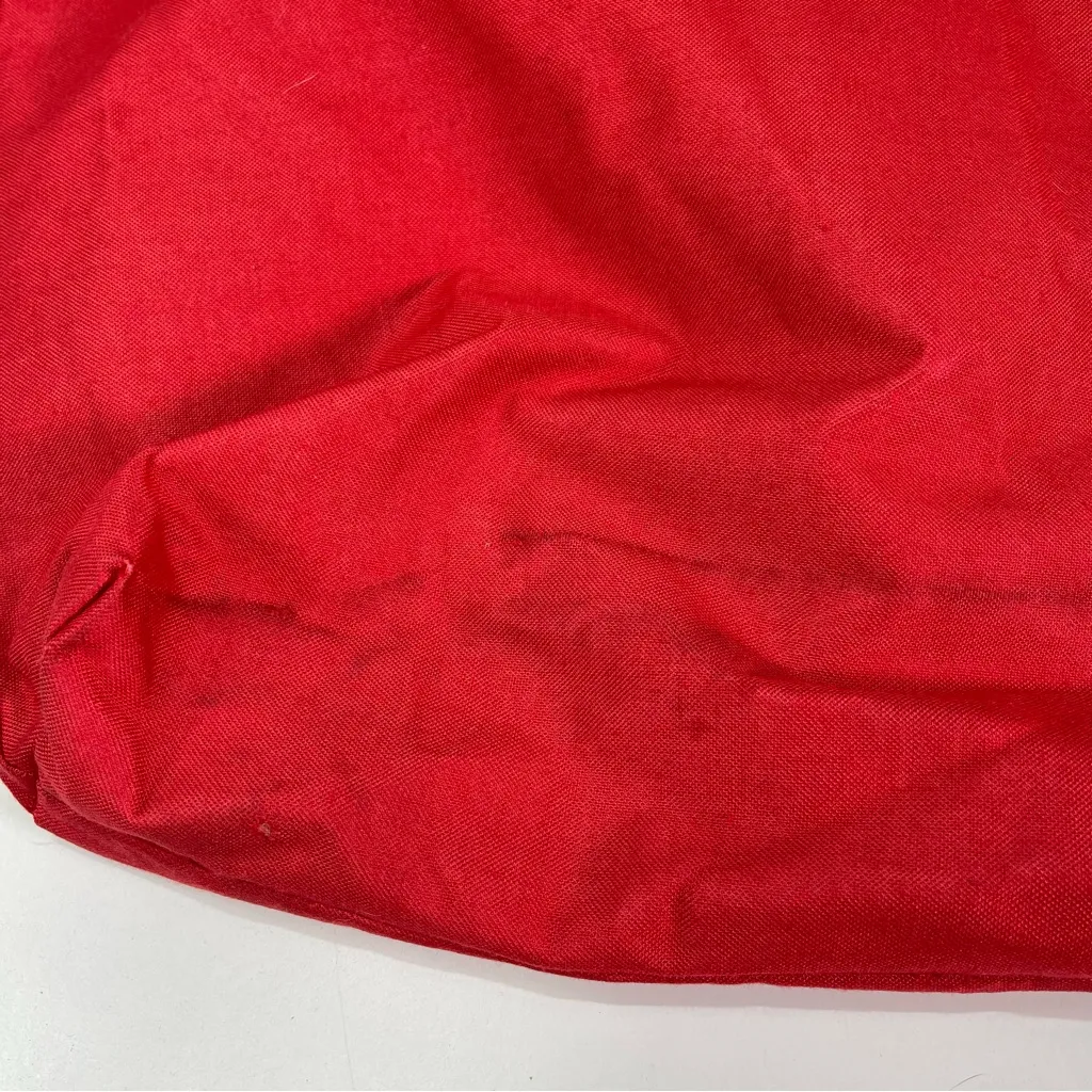 Vintage Christmas 1988 Winter Teddy Bear Red Canvas Tote Bag Jingle Bell 17x18' - Image 8