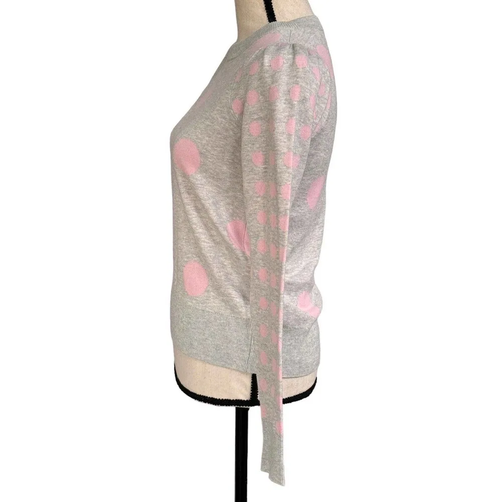 Charter Club X-Small Sweater Polka Dots Long Puff Sleeves Stretch Crew Neck New - Image 5