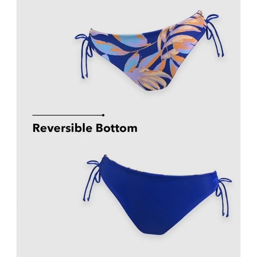 Cupshe Tropical Bikini Set Womens Size XL Strappy Back Top & Reversible Low Rise - Image 6