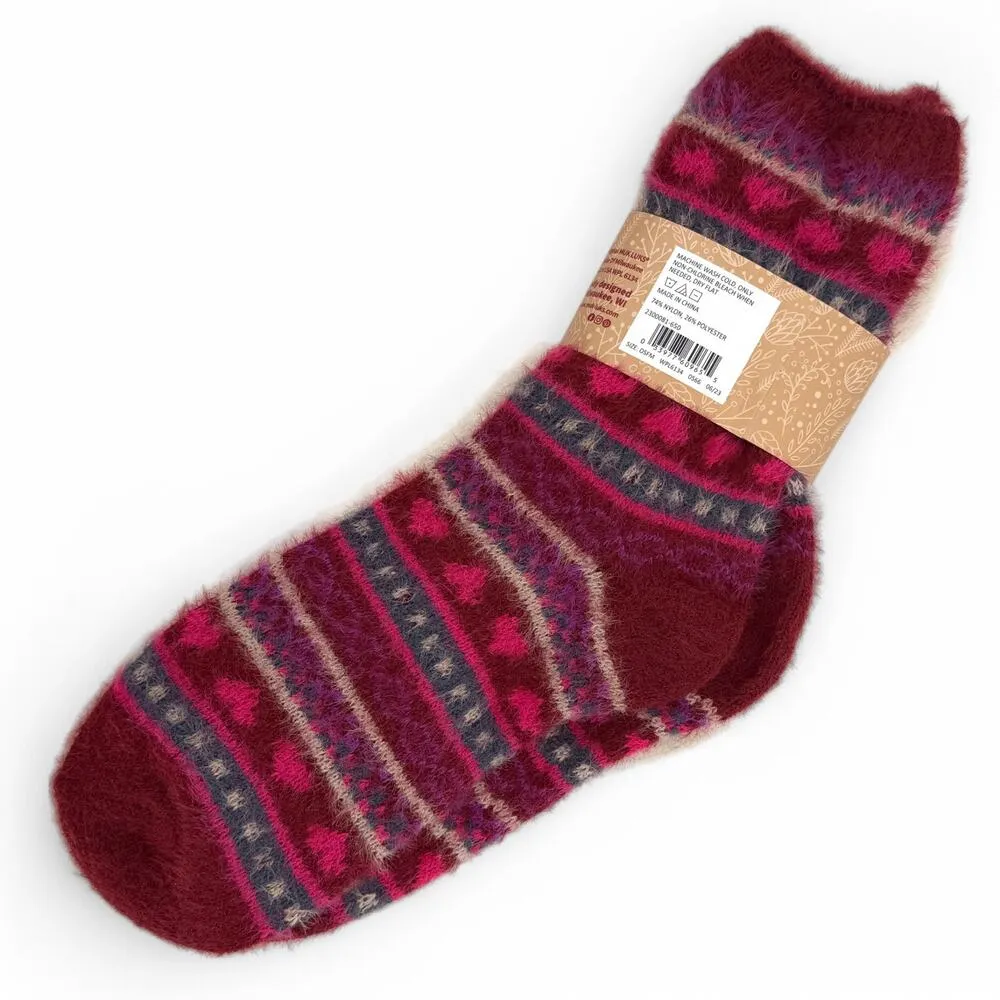 Muk Luks Super Cozy Boot Socks Super Soft Yarn Pink Burgundy 3 Pair - Image 3
