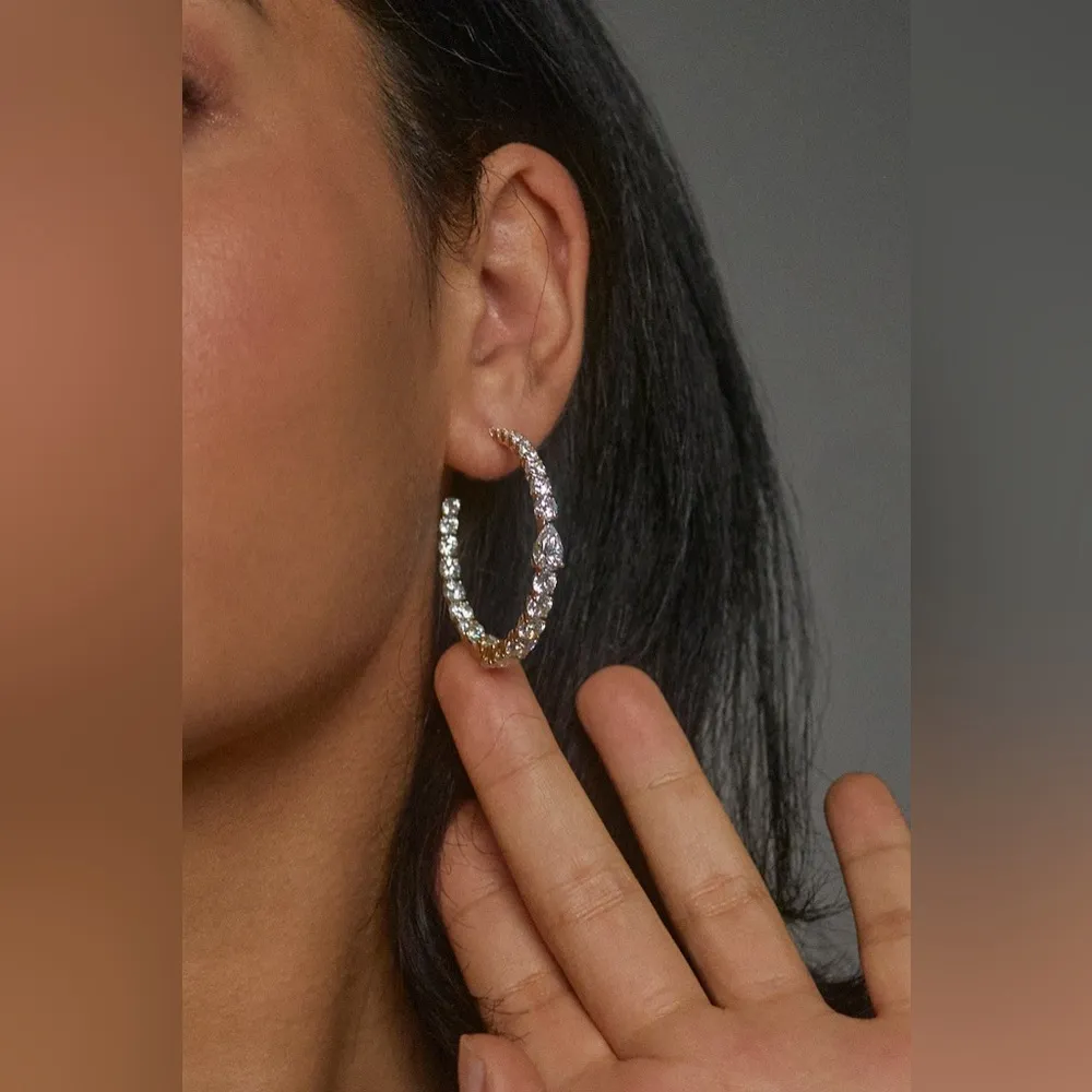 NADRI HALLE CZ LARGE C HOOP EARRINGS, BRAND NEW, $98 Gold - Image 2