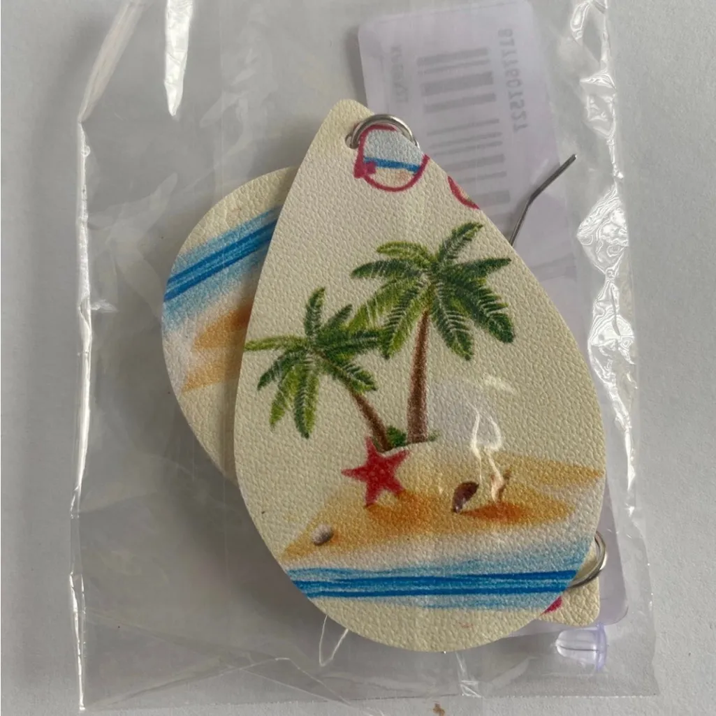 1 pair Hawaii‎ faux leather tear drop shape dangle earrings Size undefined - Image 4