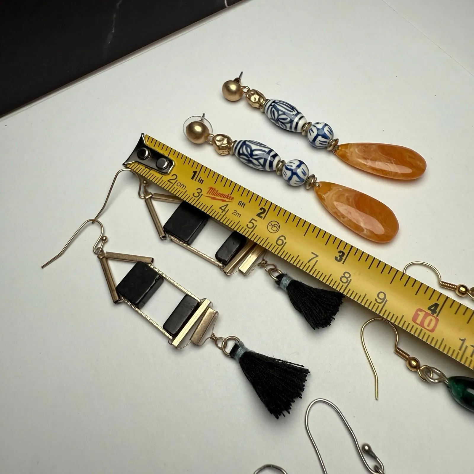 Dangle Drop Pierced Earrings Lot Of 4 Variety Beaded Some Plastic Glass Stone - Image 4