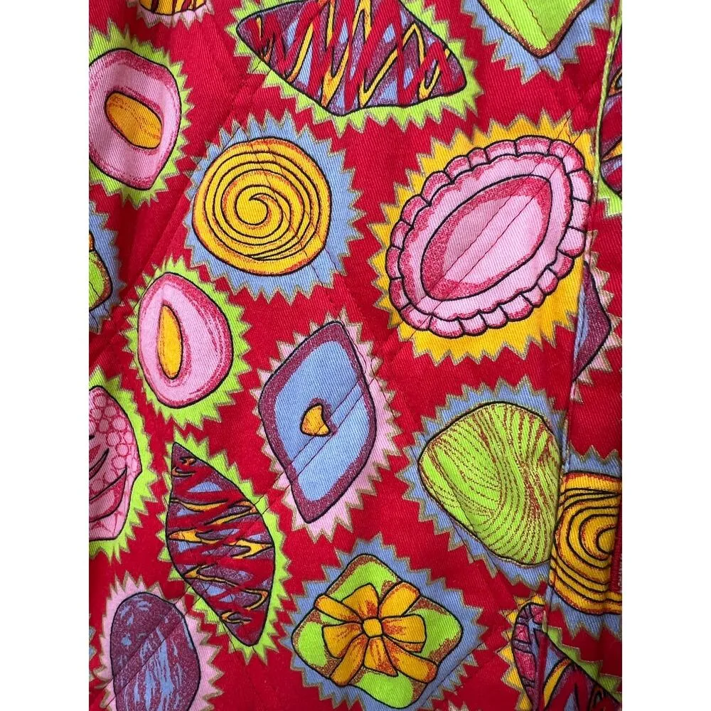 Vintage Artisan Gene Ewing BIS 90's Jewel Gems Barn Jacket Coat Blazer Quilted Red - Image 4