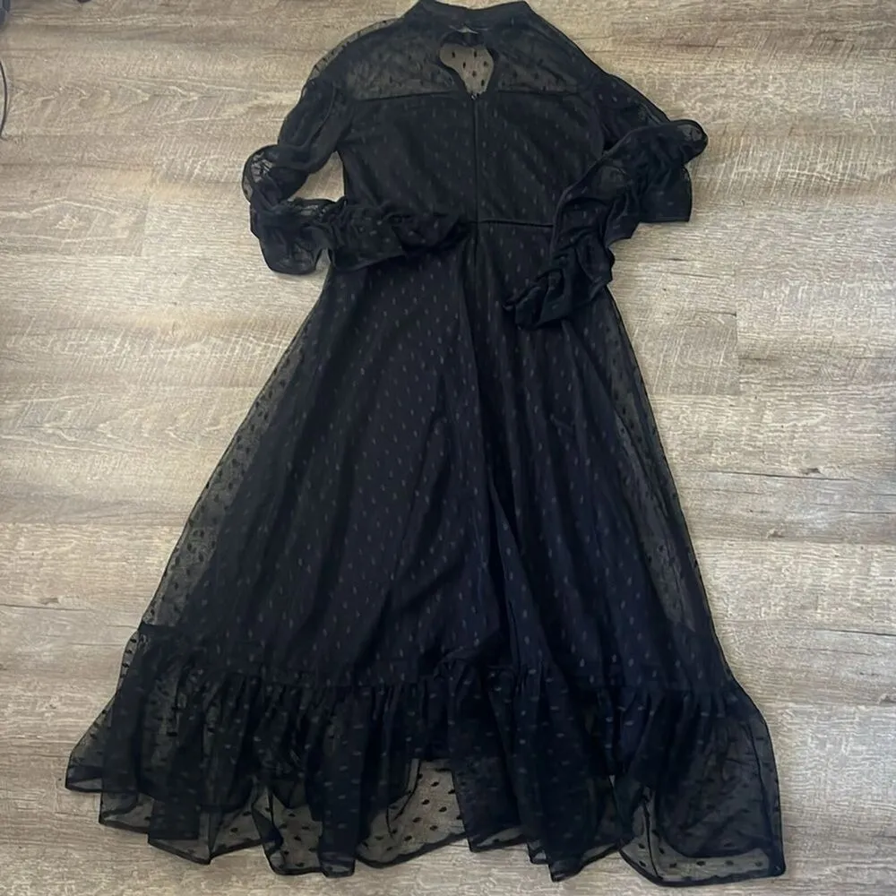 Betsey Johnson Black Mesh Polka Dot Dress Size 4 - Image 7