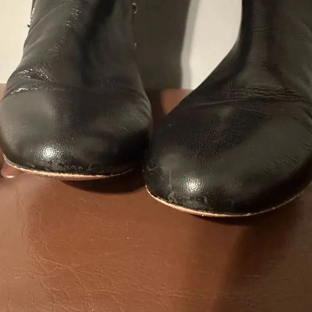 Michael Kors Womens Ailee Riding Boots Black Leather Knee High Studded 6.5 - Image 8