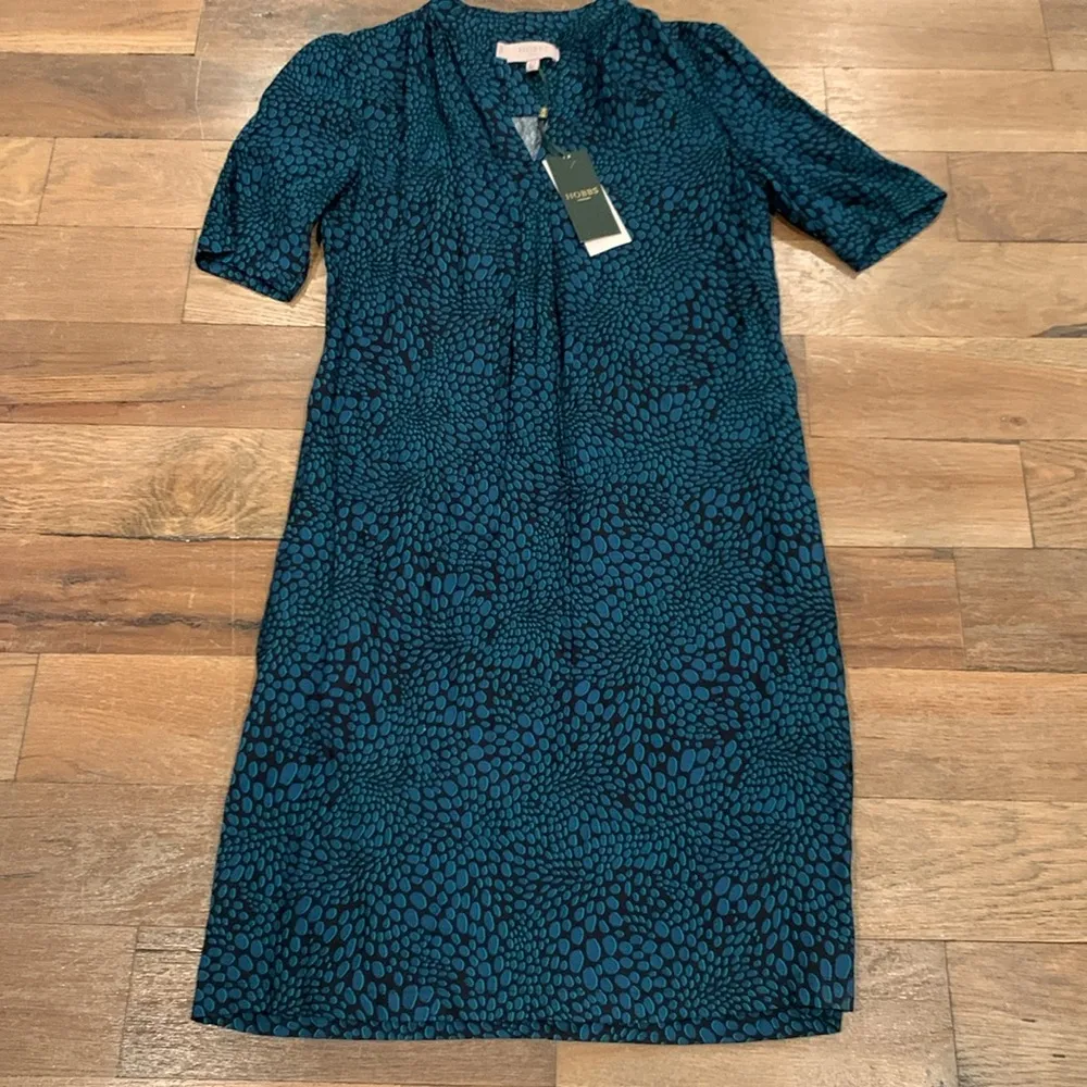 HOBBS LONDON Lucille Tunic Knee Graphic Dot Navy Aegean Dress Size US 2 - Image 9