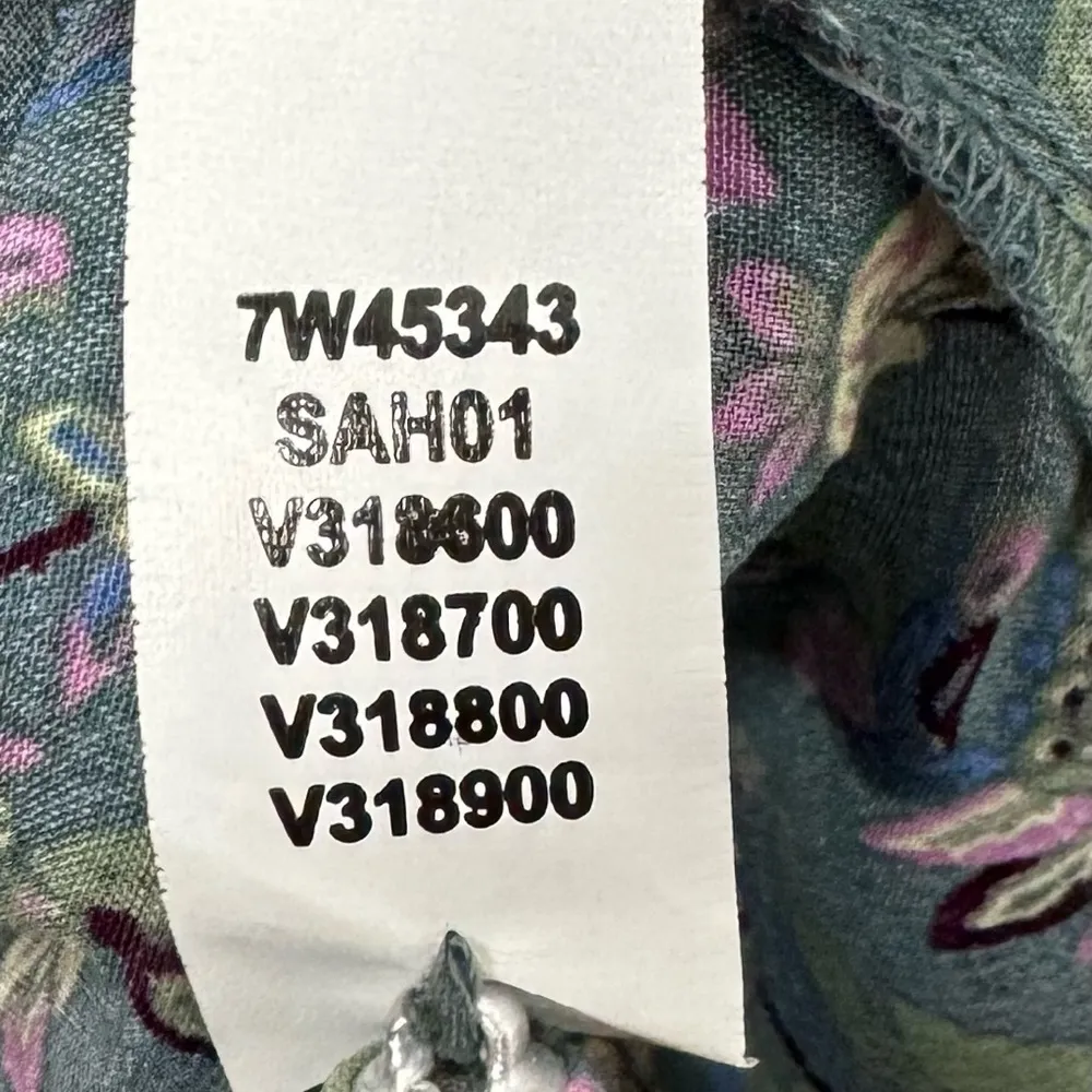 Lucky brand printed paisley floral puff short sleeve 1/4 button blouse Size S - Image 13