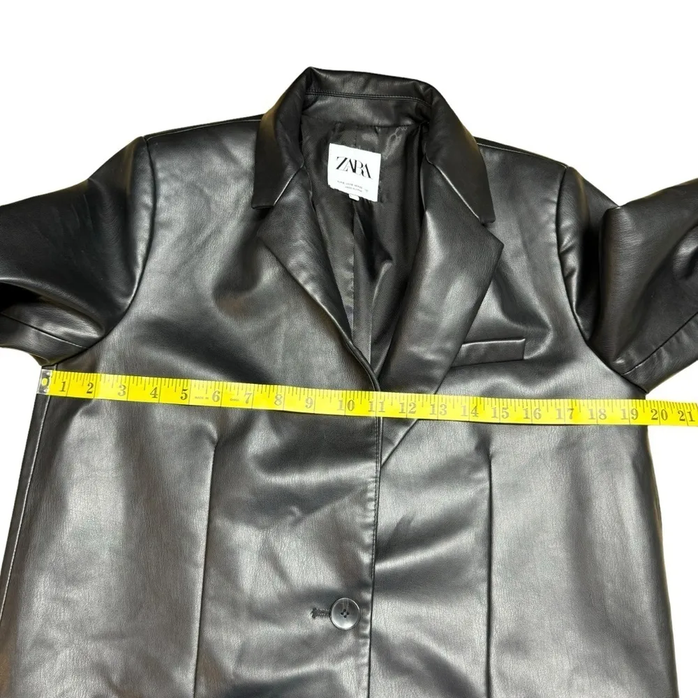 Zara Faux Leather Oversized Blazer Jacket Black Bloggers Favorite Career Small - Image 15