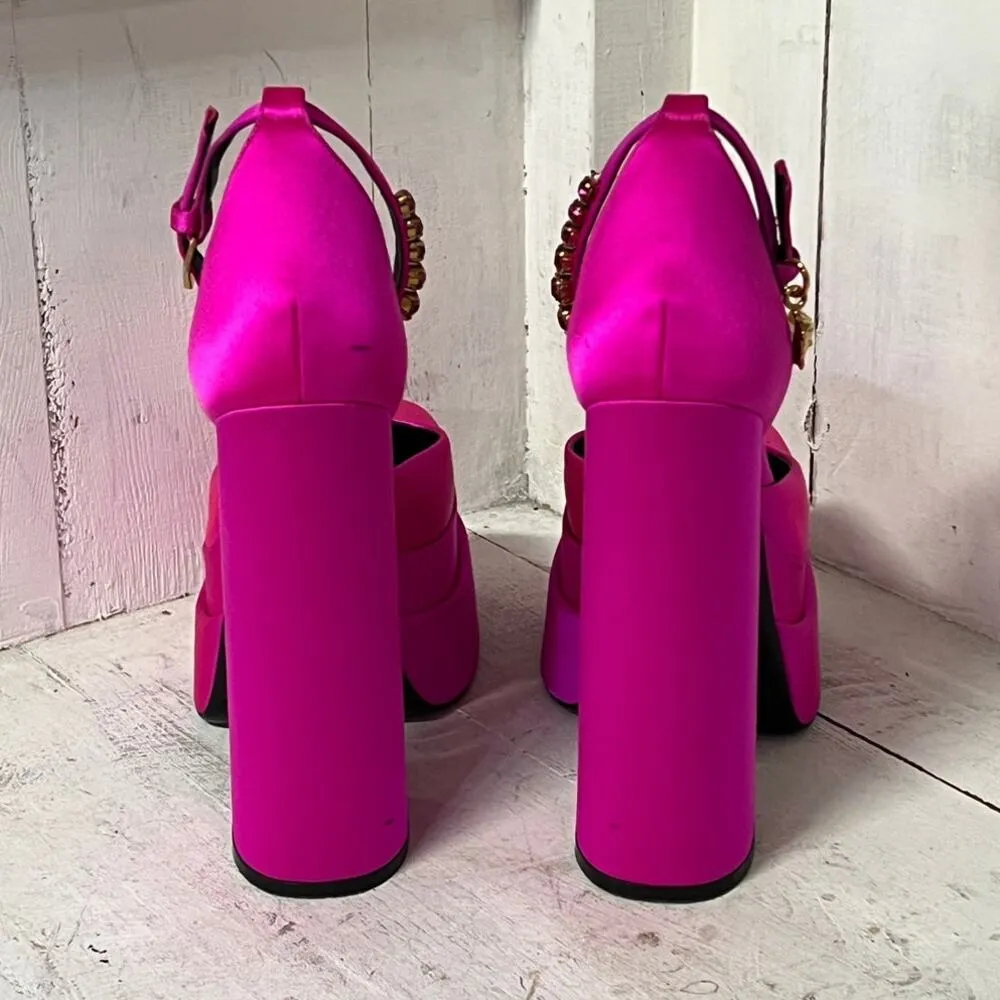 Versace Medusa Aevitas 160mm Charm Ankle Strap Platform Pumps Hot Pink 39 / 8.5 - Image 8