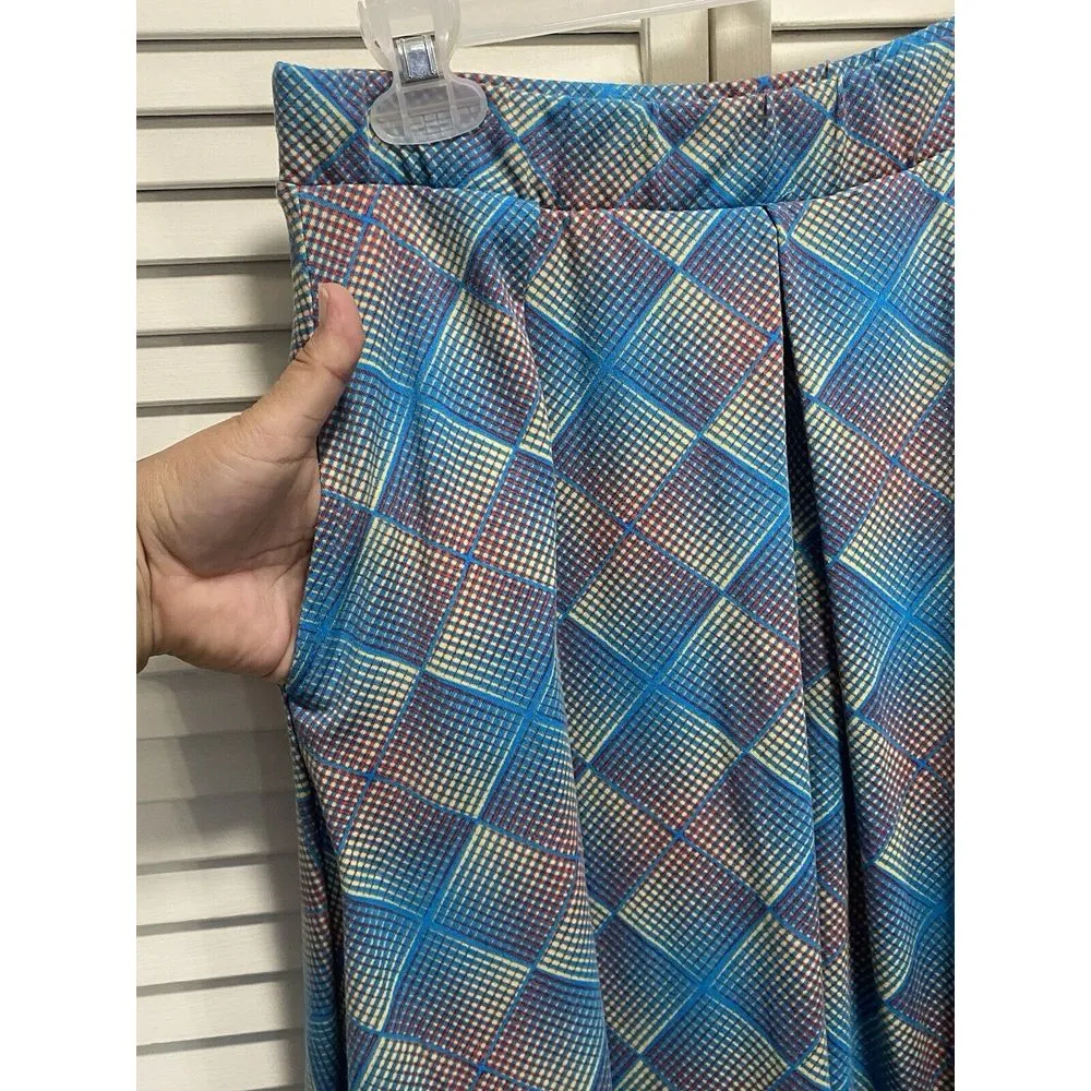 Lularoe Geo/Diamond Print Midi Skirt Size M Pockets Teal/Beige/Pink‎ Pockets - Image 5