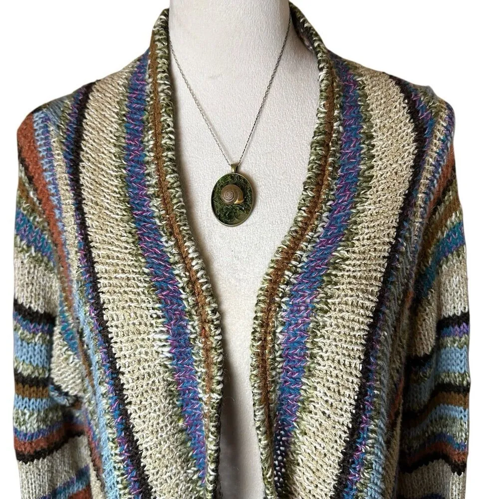 Boston Proper Boho Striped Cardigan XS / S | Made USA | Lagenlook Artsy Cottage - Image 5