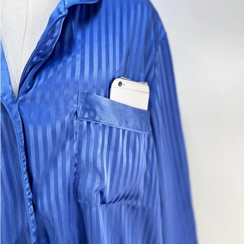 Vintage Inner Most Satin Sleepwear Pant Set Pajamas Blue Size XL - Image 4