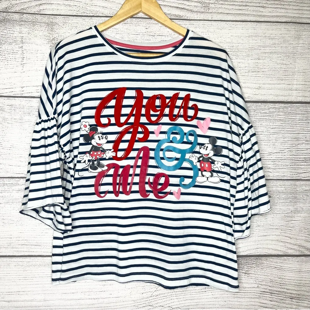 Disney Parks Mickey & Minnie Mouse Navy & White Stripe Boxy T-Shirt Size Large - Image 8