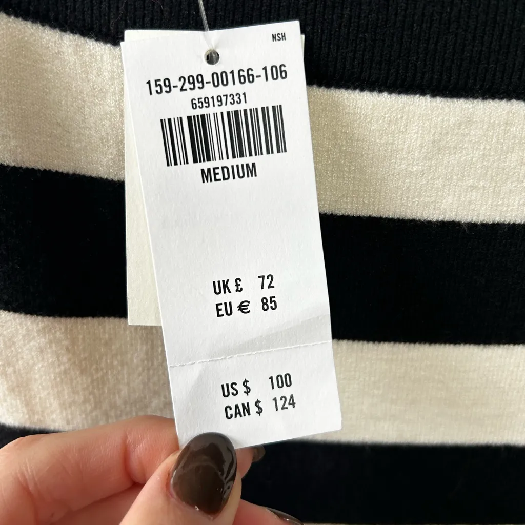 Abercrombie & Fitch Strapless Midi Sweater Dress Black/White Stripes Medium NWT - Image 6