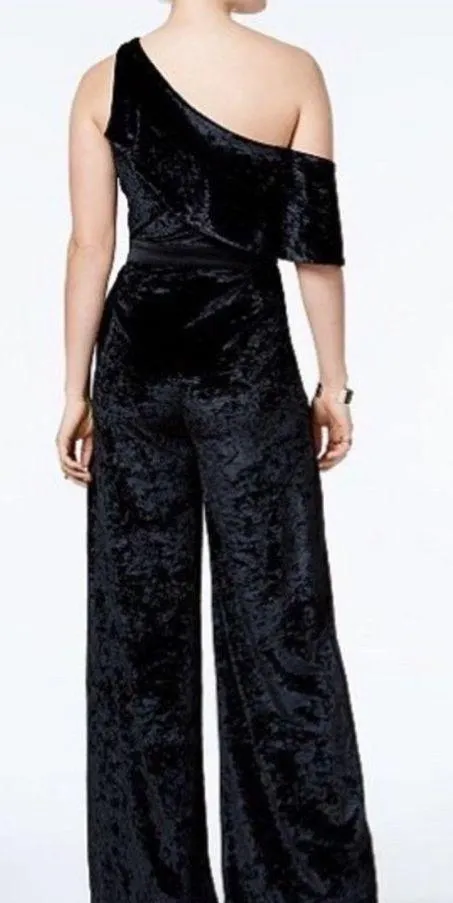 XOXO velvet one shoulder jumpsuit with side pockets - Image 3