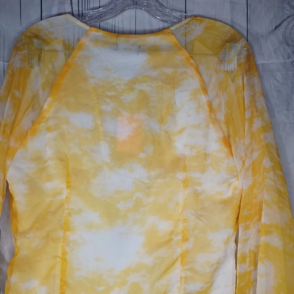 Pretty Little Thing Charteuse Tie Dye Chiffon Long Sleeve Bodycon Dress NWT - Image 10