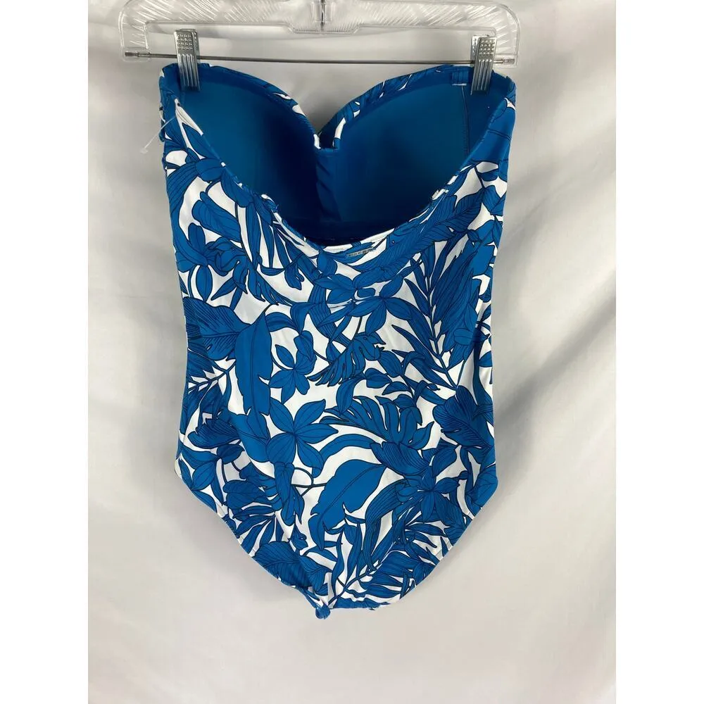 Sea Level Retreat Bandeau Twist One Piece Floral swimsuit Size 10 Blue - Image 4