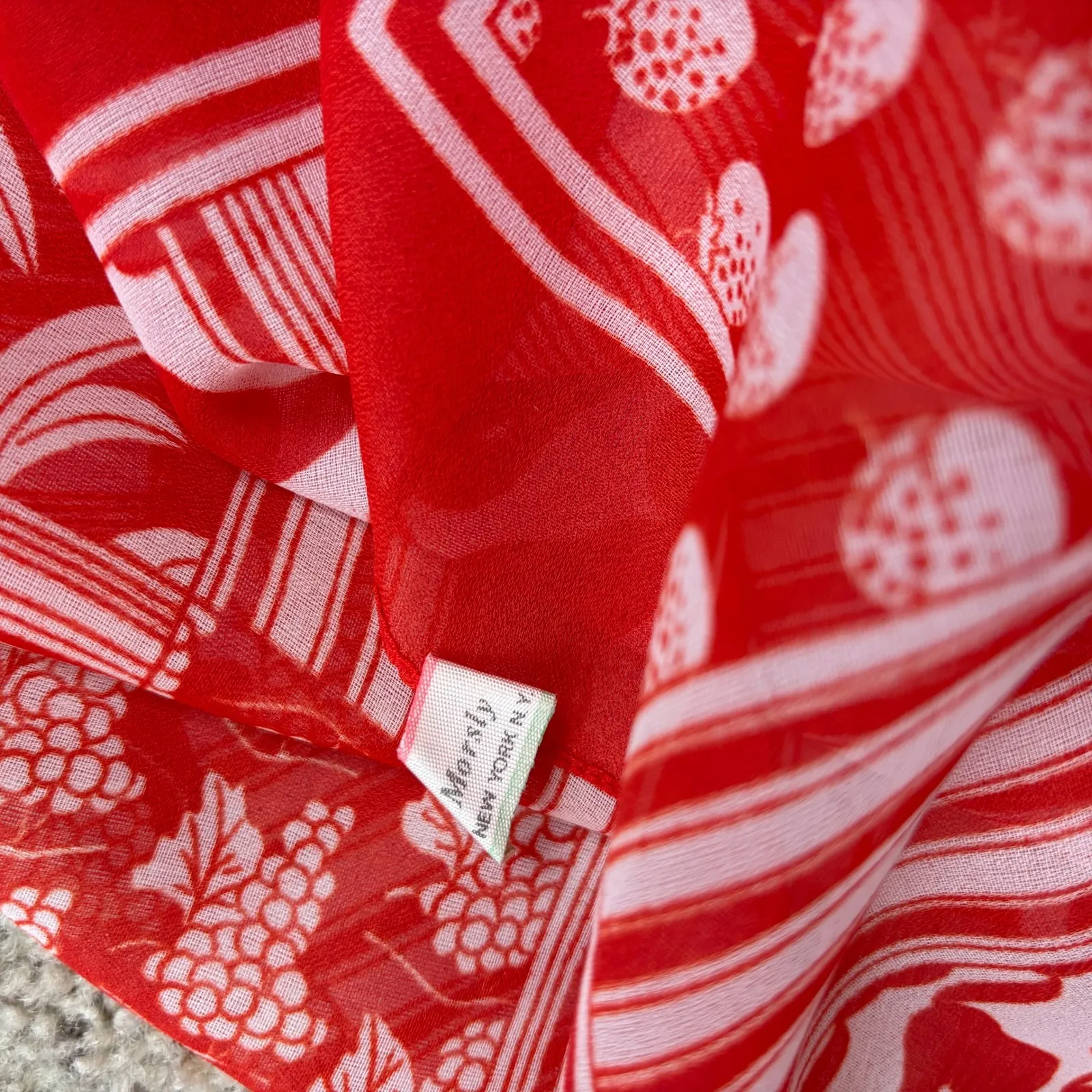 VTG Morsly Italy Red Fruit Bandana Square Scarf Strawberry Pear Banana Grape - Image 5
