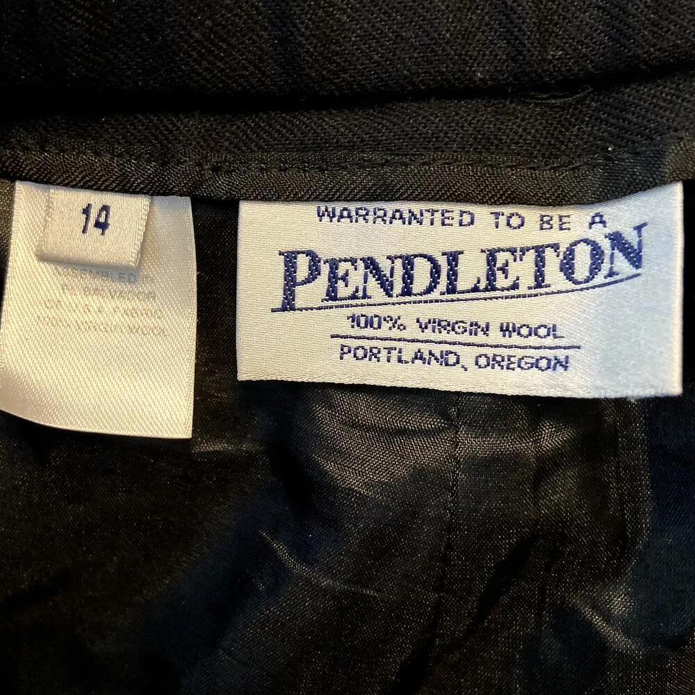 Vintage Pendleton Dress Pants Trousers 100% Virgin Wool 90s Flat Front Black 14 - Image 2