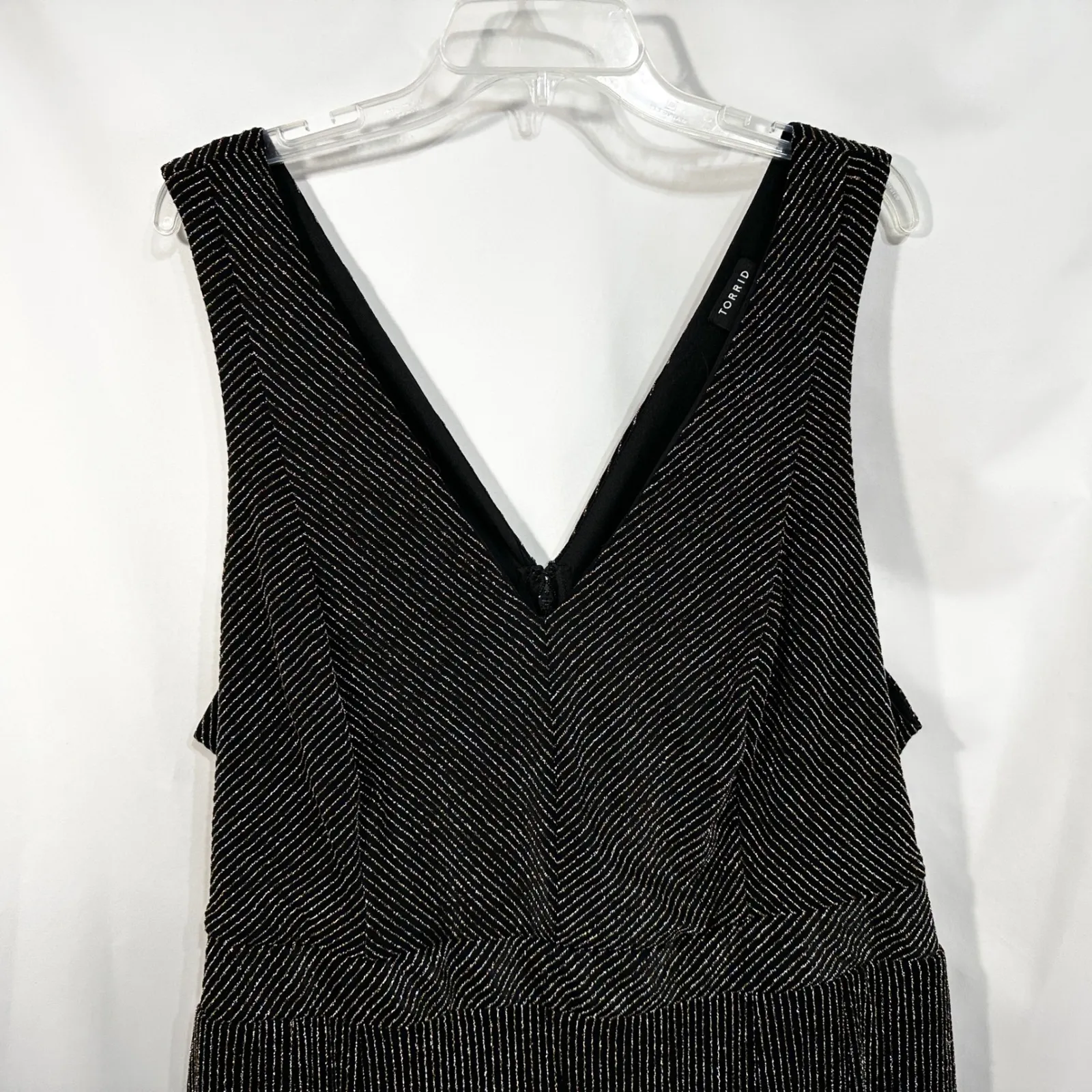 Torrid‎ Plus Size 4X Jumpsuit Black Gold Metallic Formal Sleeveless Wide Leg 363 - Image 8