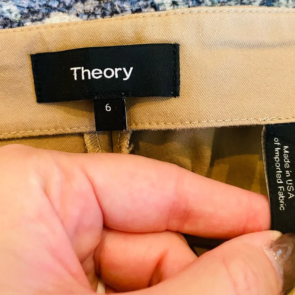 Women’s Theory Camel Tan Dress Ankle Pants Cotton Stretch Work Career Size 6 - Image 3