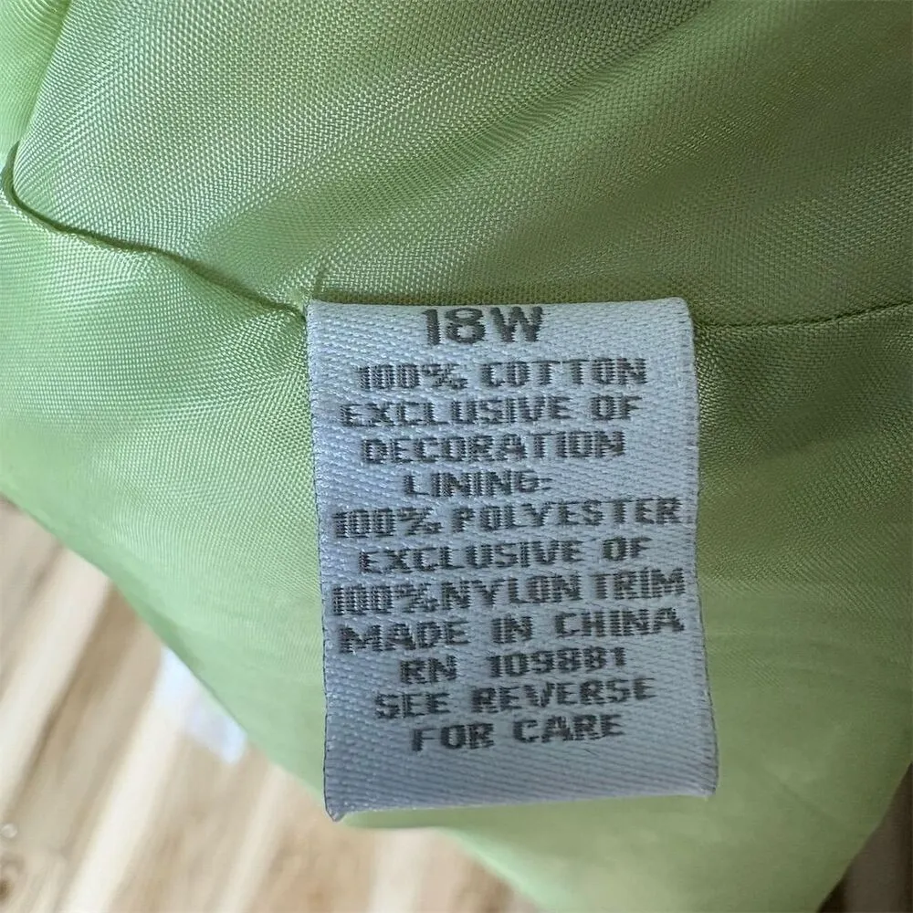 Dressbarn Cotton Plus 18W Green Floral Embroidered Sleeveless Dress Y2K - Image 5