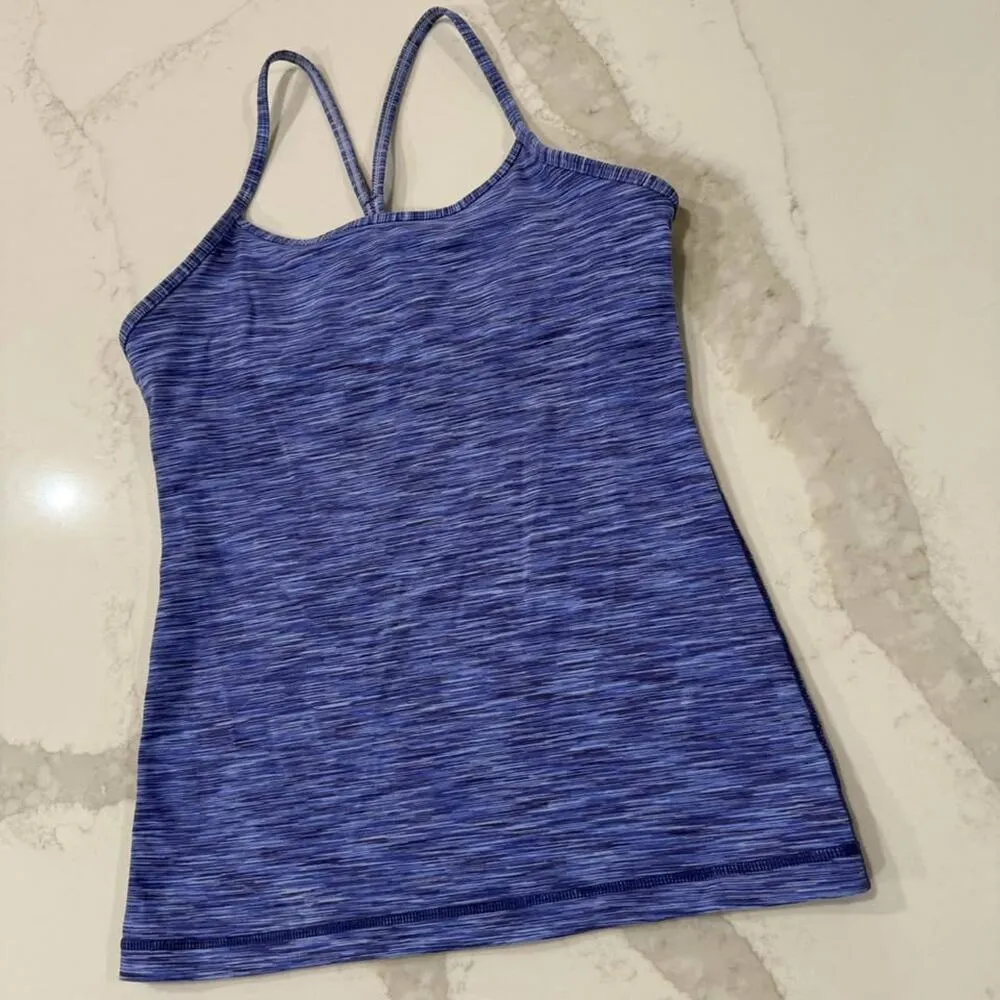 Lululemon Power Y Tank Top Womens 6 Royalty Space Dye Luon CoolMax ShelfBra Yoga - Image 2