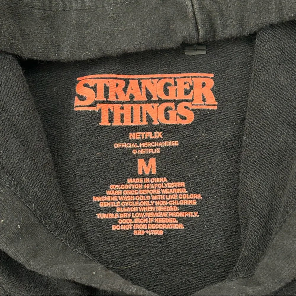 Stranger Things Spell out Graphic Logo Netflix Black Hoodie Sweatshirt Women’s M - Image 4