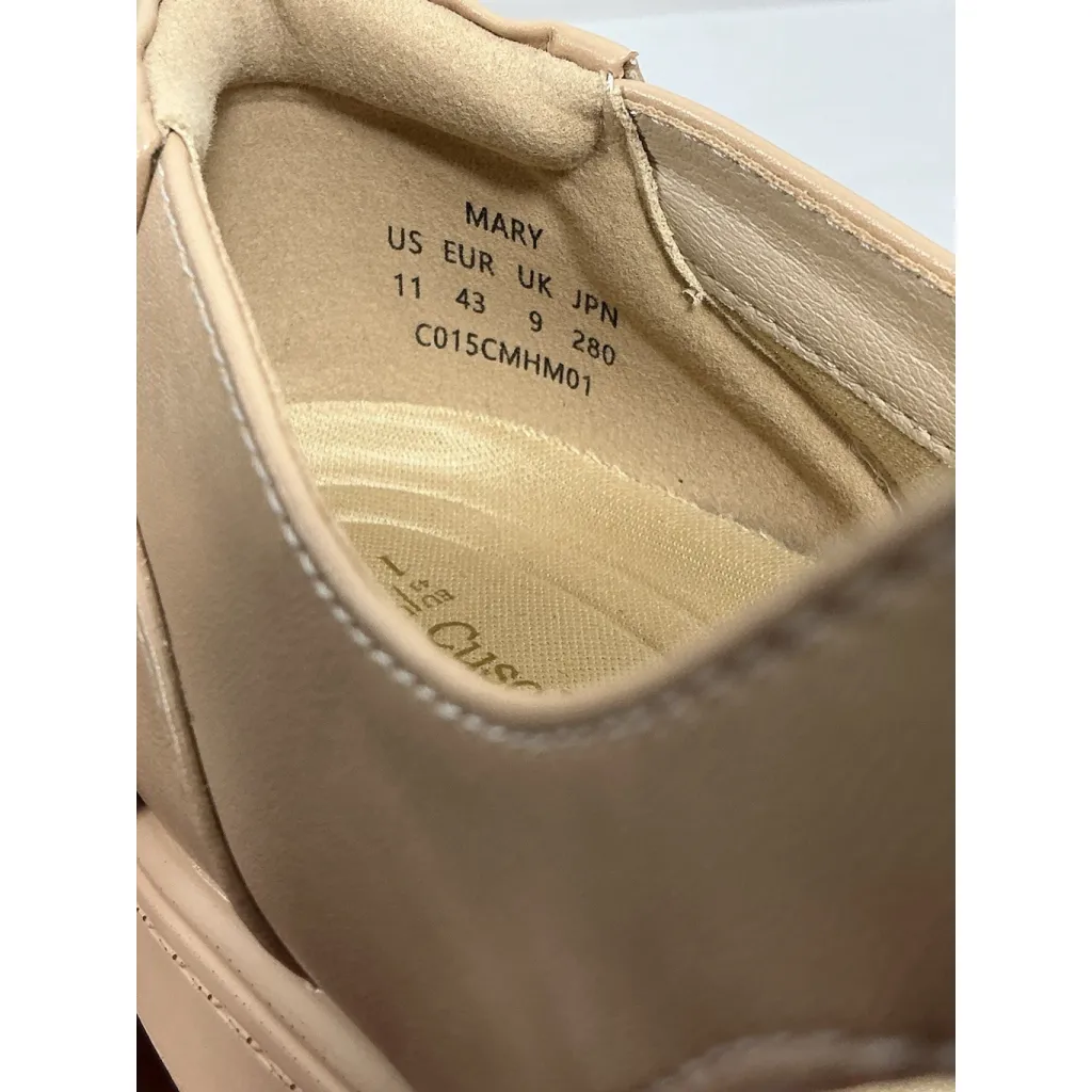 Womans NWOT Cusolemore Wedge Mary Jane Shoes Size 11 Beige Ankle Buckle Tan - Image 7